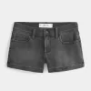 Low-Rise Shortie-Shorts aus verwaschenem schwarzem Denim Low-Rise Shortie-Shorts aus verwaschenem schwarzem Denim