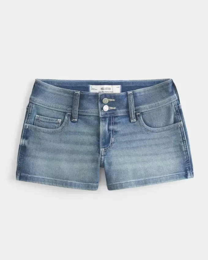 Low-Rise Shortie-Shorts in mittlerer Waschung Low-Rise Shortie-Shorts in mittlerer Waschung