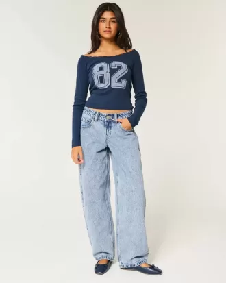 Low-Rise Tapered Baggy Jeans in heller Waschung