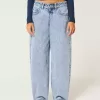 Low-Rise Tapered Baggy Jeans in heller Waschung Low-Rise Tapered Baggy Jeans in heller Waschung