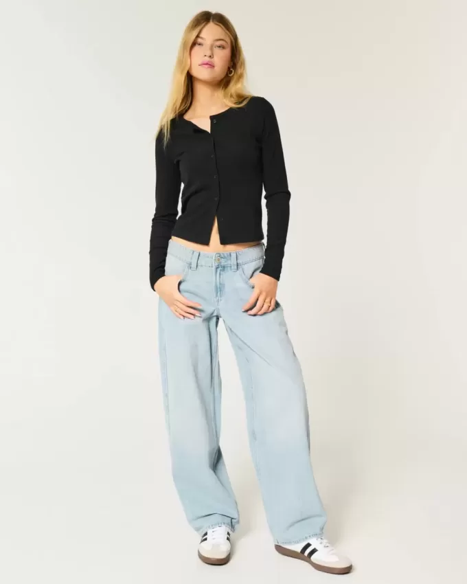 Low-Rise Tapered Baggy Jeans mit mittlerer Waschung Low-Rise Tapered Baggy Jeans mit mittlerer Waschung