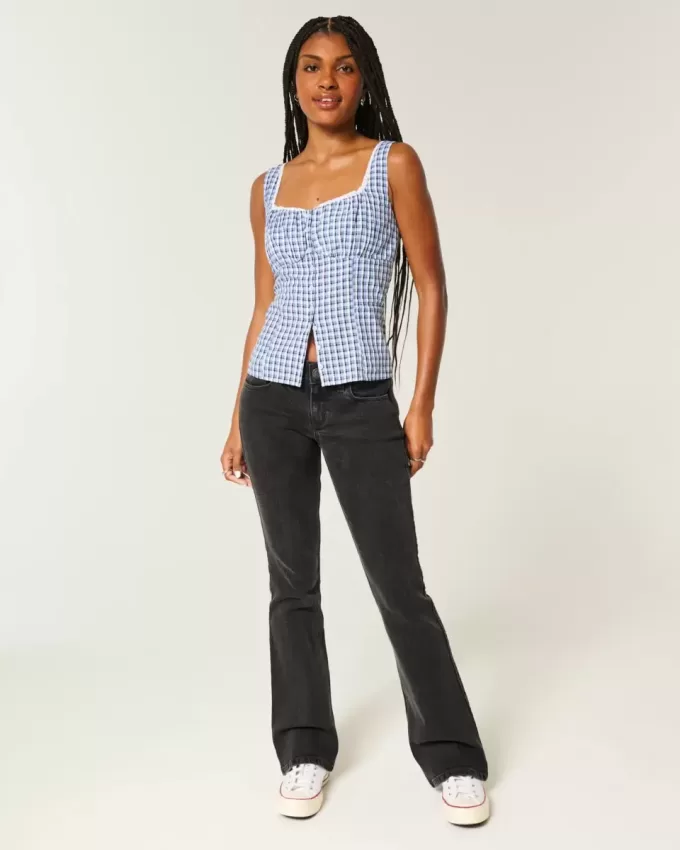 Low-Rise verwaschene schwarze Bootcut-Jeans Low-Rise verwaschene schwarze Bootcut-Jeans