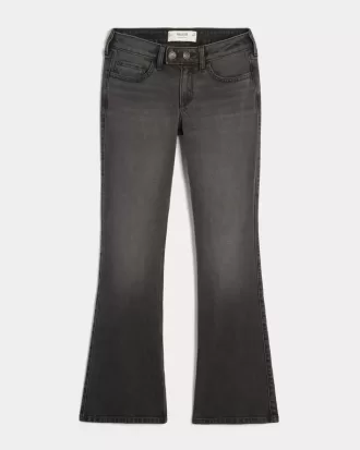 Low-Rise verwaschene schwarze Bootcut-Jeans