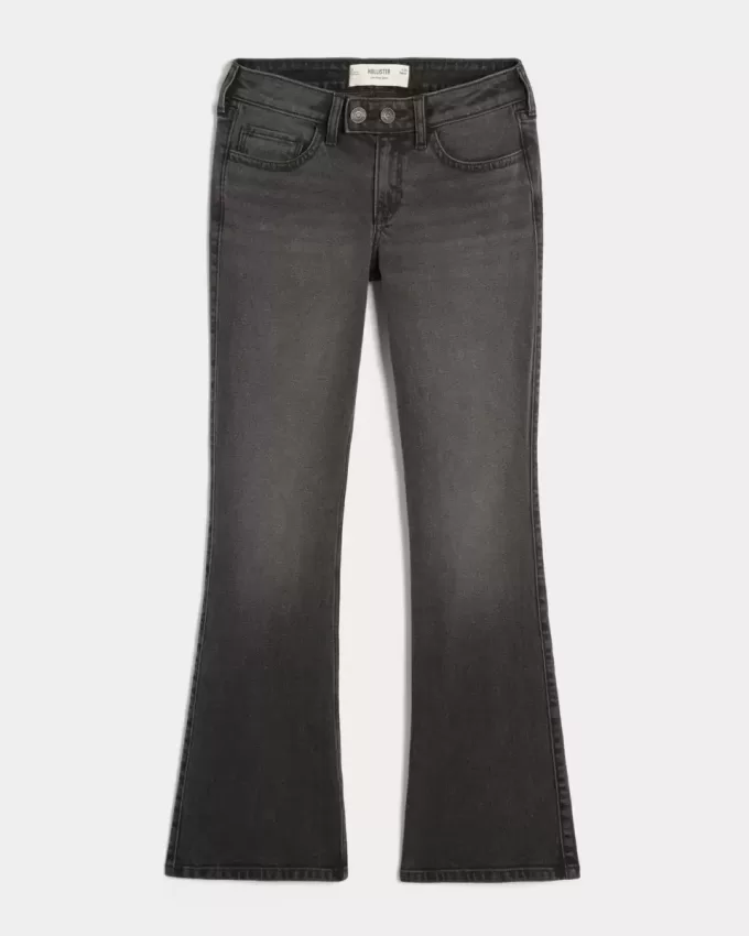 Low-Rise verwaschene schwarze Bootcut-Jeans Low-Rise verwaschene schwarze Bootcut-Jeans