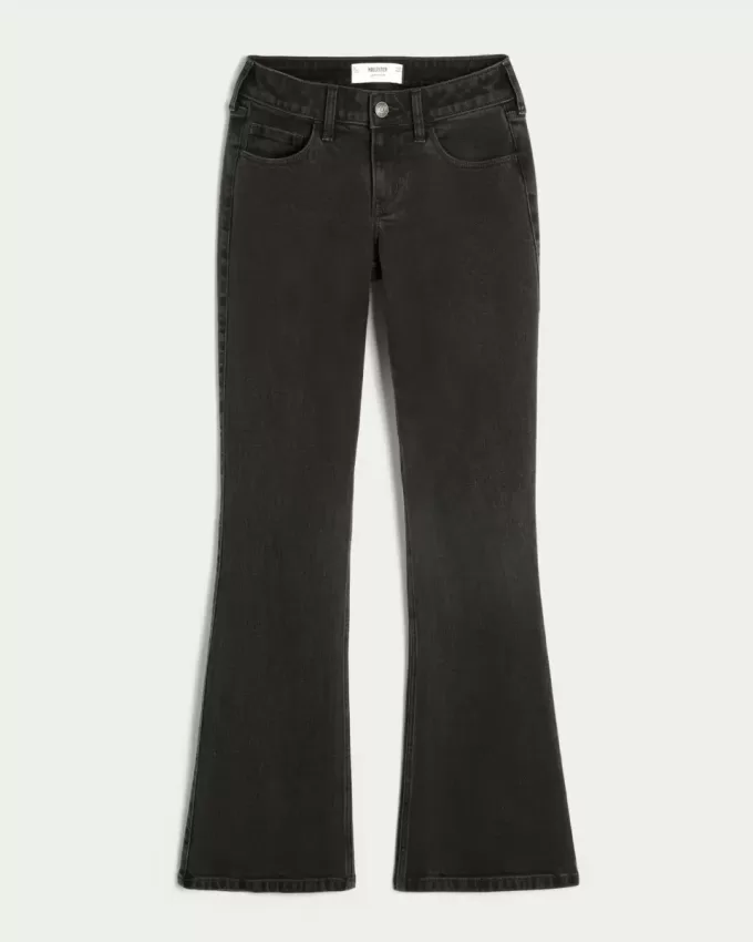 Low-Rise verwaschene schwarze Bootcut-Jeans Low-Rise verwaschene schwarze Bootcut-Jeans