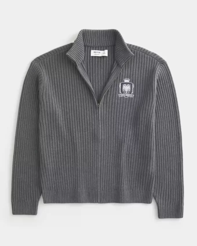Lässiger Pullover mit Grafik und Reißverschluss Lässiger Pullover mit Grafik und Reißverschluss