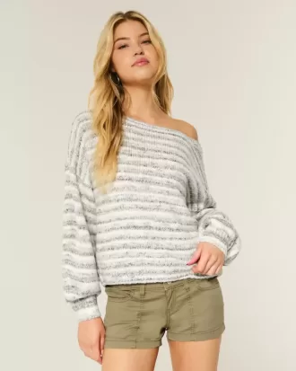 Lässiger schulterfreier Pullover