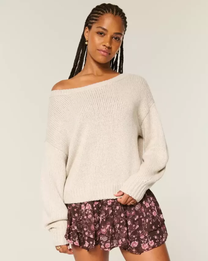 Lässiger schulterfreier Pullover