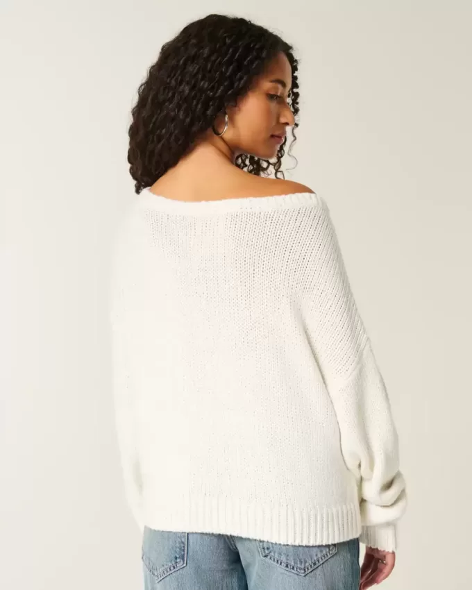 Lässiger schulterfreier Pullover