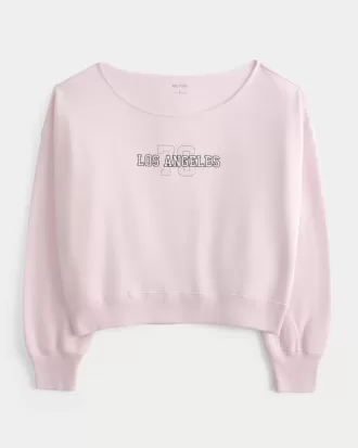 Lässiges, schulterfreies Sweatshirt mit Los Angeles-Grafik