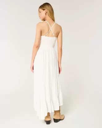 Maxikleid im Häkelstil aus gemischtem Stoff