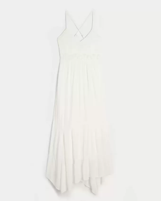 Maxikleid im Häkelstil aus gemischtem Stoff