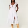 Midikleid mit Flatterärmeln und Doppelschnürung Midikleid mit Flatterärmeln und Doppelschnürung