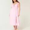 Midikleid mit Flatterärmeln und Doppelschnürung Midikleid mit Flatterärmeln und Doppelschnürung