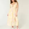Midikleid mit Flatterärmeln und Doppelschnürung Midikleid mit Flatterärmeln und Doppelschnürung