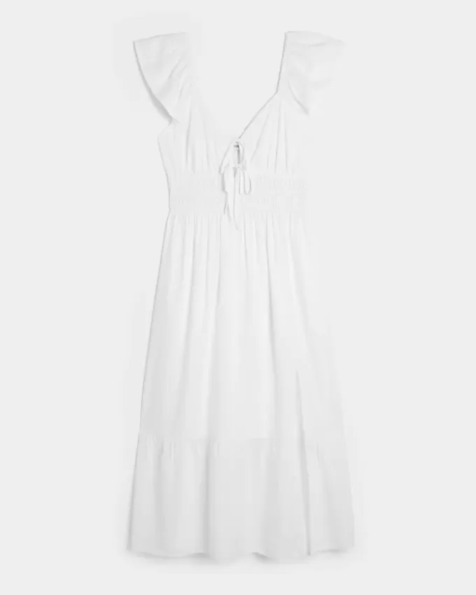 Midikleid mit Flatterärmeln und Doppelschnürung Midikleid mit Flatterärmeln und Doppelschnürung