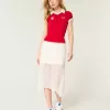 Midirock aus Spitze mit asymmetrischem Saum Midirock aus Spitze mit asymmetrischem Saum