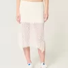 Midirock aus Spitze mit asymmetrischem Saum Midirock aus Spitze mit asymmetrischem Saum
