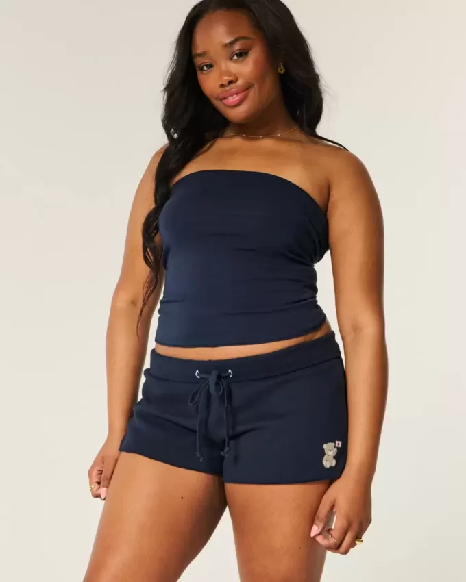 Mini-Fleece-Shorts mit Bärengrafik Mini-Fleece-Shorts mit Bärengrafik