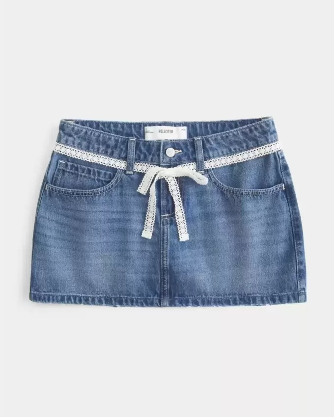 Mini-Jeansrock mit Spitzenband Mini-Jeansrock mit Spitzenband