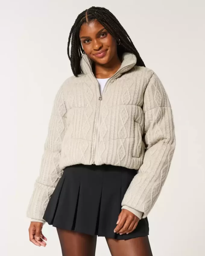 Mini-Pufferjacke aus Strick