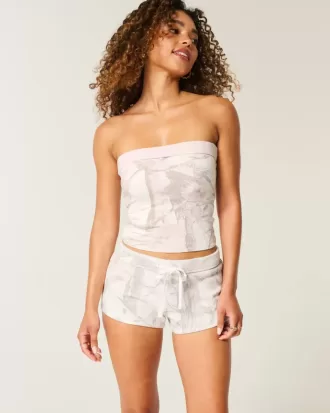 Mini-Shorts aus Fleece mit Camouflage-Muster