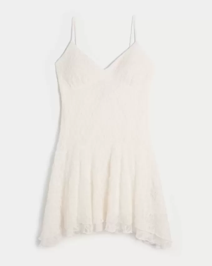 Minikleid mit asymmetrischem Spitzensaum