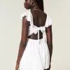 Minikleid mit Flatterärmeln und V-Taille