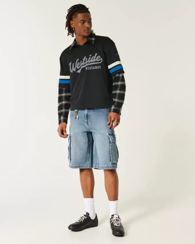Mittel gewaschene Super Baggy-Cargo-Shorts aus Denim