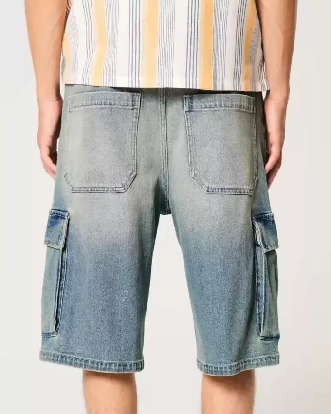 Mittel gewaschene Super Baggy-Cargo-Shorts aus Denim
