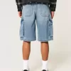 Mittel gewaschene Super Baggy-Cargo-Shorts aus Denim