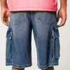 Mittel gewaschene Super Baggy-Cargo-Shorts aus Denim Mittel gewaschene Super Baggy-Cargo-Shorts aus Denim