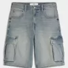 Mittel gewaschene Super Baggy-Cargo-Shorts aus Denim