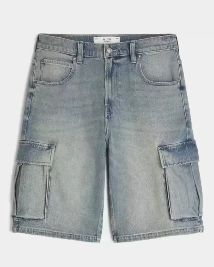 Mittel gewaschene Super Baggy-Cargo-Shorts aus Denim