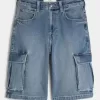 Mittel gewaschene Super Baggy-Cargo-Shorts aus Denim