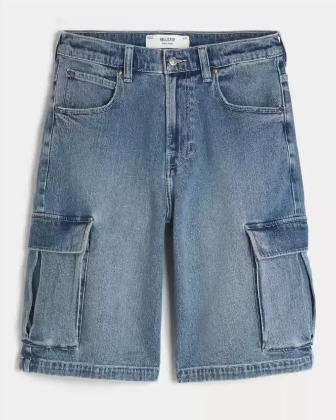 Mittel gewaschene Super Baggy-Cargo-Shorts aus Denim