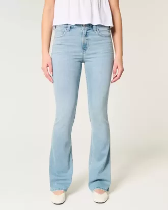 Mittelhohe Bootcut-Jeans in heller Waschung