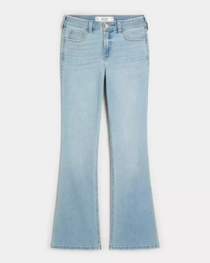 Mittelhohe Bootcut-Jeans in heller Waschung Mittelhohe Bootcut-Jeans in heller Waschung