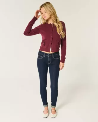 Mittelhohe Skinny-Jeans in dunkler Waschung