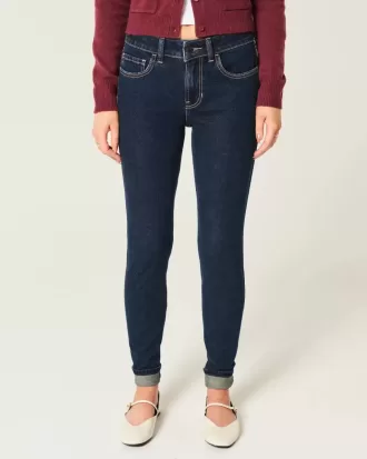 Mittelhohe Skinny-Jeans in dunkler Waschung