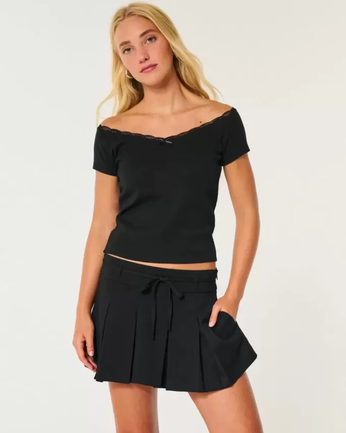 Mittelhoher, plissierter Mini-Skort Mittelhoher, plissierter Mini-Skort