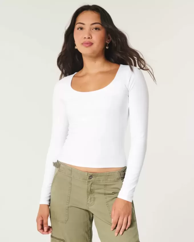 Nahtloses Scoop-Top aus weichem Stretch-Stoff Nahtloses Scoop-Top aus weichem Stretch-Stoff