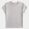 Weiches, nahtloses Longline-Baby-T-Shirt aus elastischem Stoff Weiches, nahtloses Longline-Baby-T-Shirt aus elastischem Stoff
