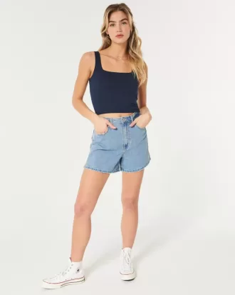 Nahtloses Tanktop aus Stoff mit quadratischem Ausschnitt