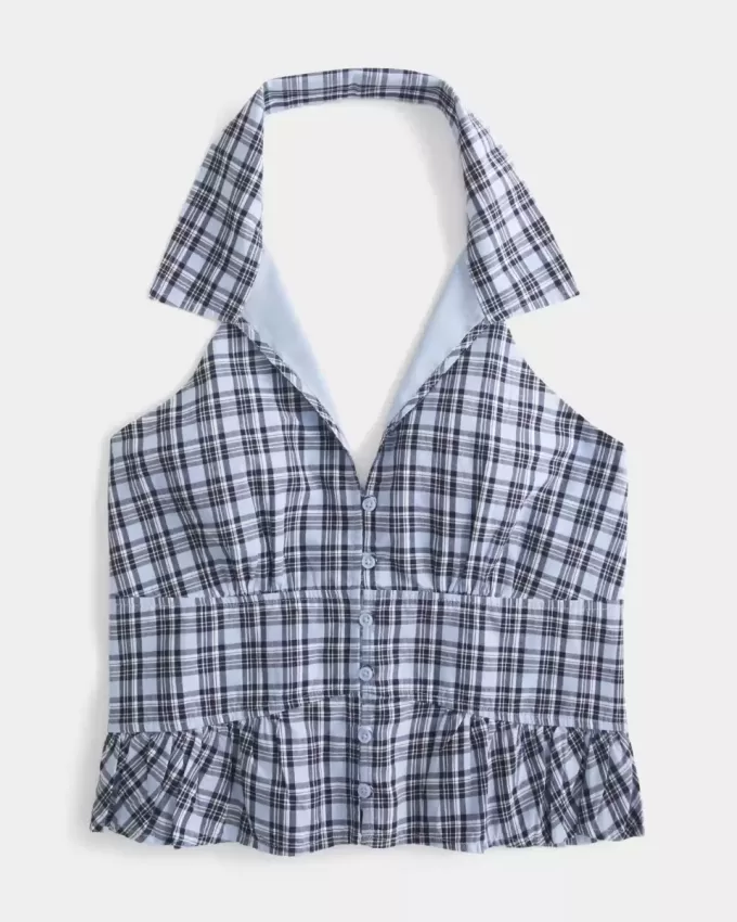 Neckholder-Bluse mit Kragen Neckholder-Bluse mit Kragen