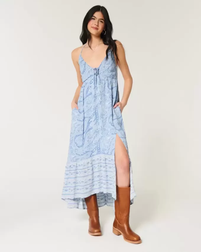 Neckholder-Maxikleid mit asymmetrischem Saum Neckholder-Maxikleid mit asymmetrischem Saum