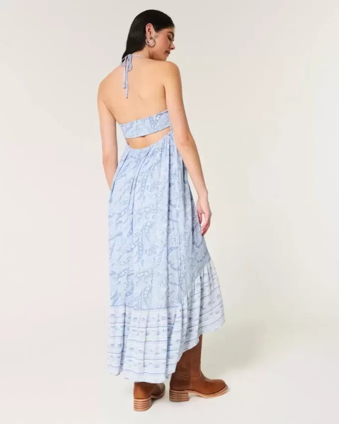 Neckholder-Maxikleid mit asymmetrischem Saum Neckholder-Maxikleid mit asymmetrischem Saum