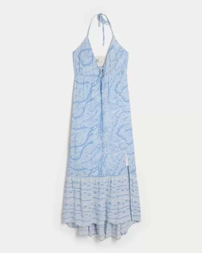 Neckholder-Maxikleid mit asymmetrischem Saum Neckholder-Maxikleid mit asymmetrischem Saum
