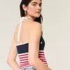 Neckholder-Top im Häkelstil mit amerikanischem Flaggenmuster Neckholder-Top im Häkelstil mit amerikanischem Flaggenmuster