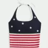Neckholder-Top im Häkelstil mit amerikanischem Flaggenmuster Neckholder-Top im Häkelstil mit amerikanischem Flaggenmuster